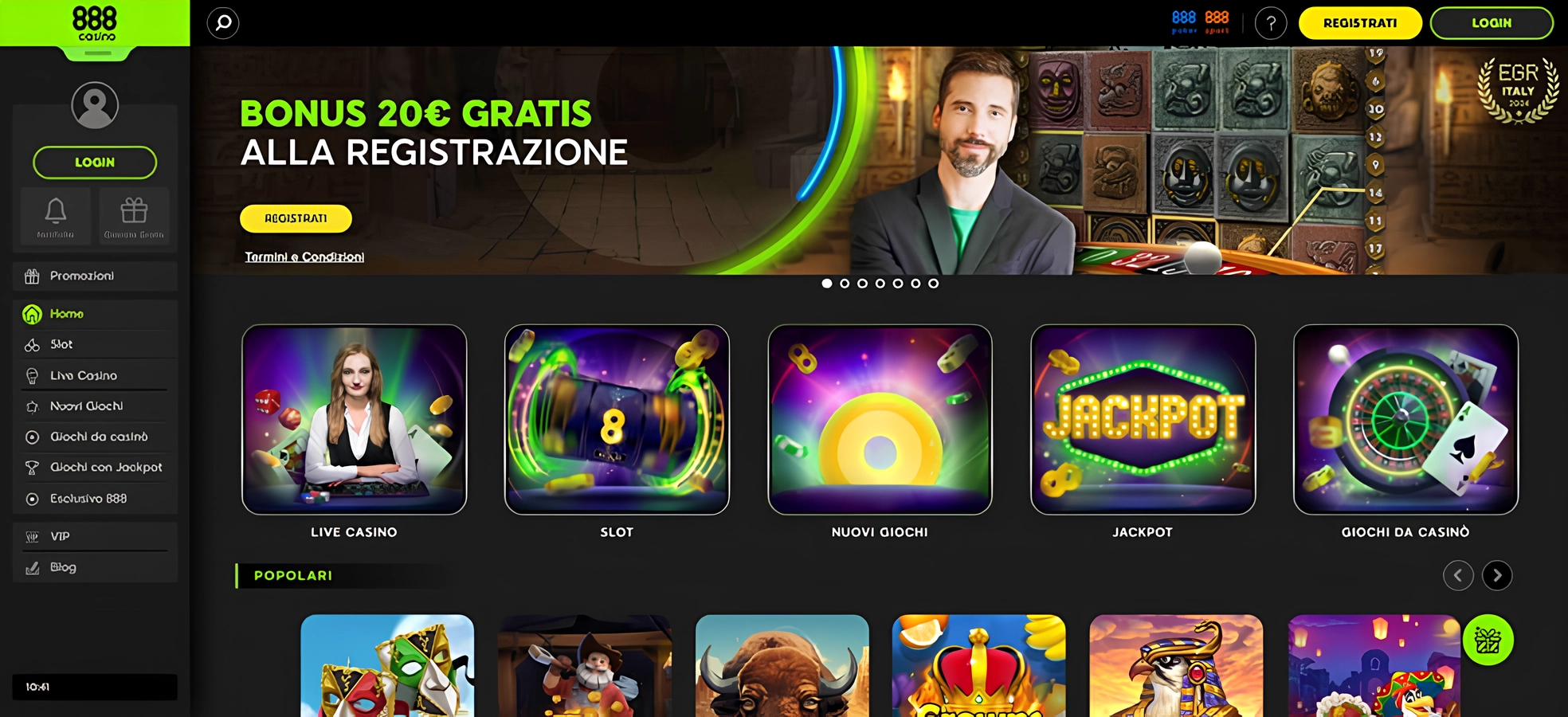 888 Casino migliori casino non AAMS – 1400 giochi e live 24h 2026