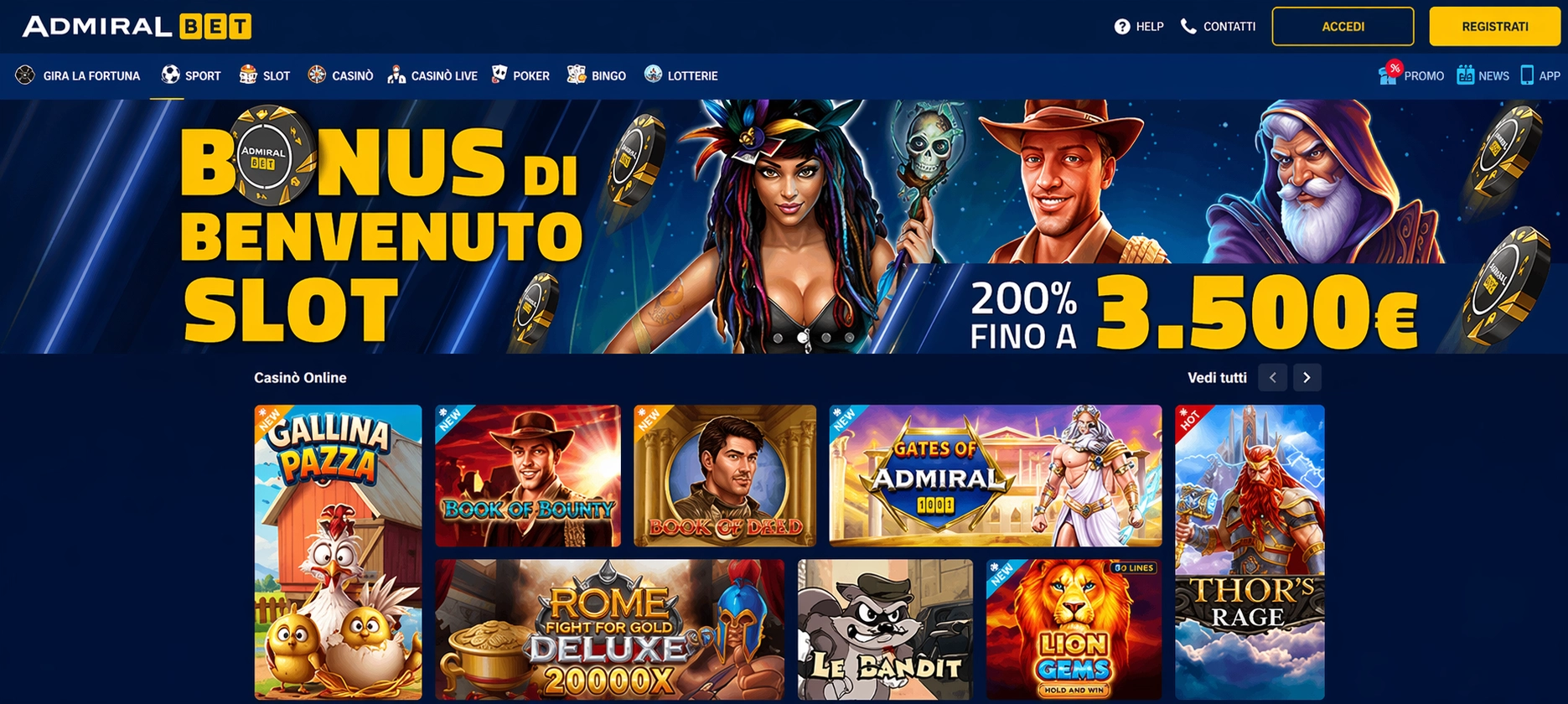 AdmiralBet casino non AAMS sicuro – bonus 5000 euro e live 2026