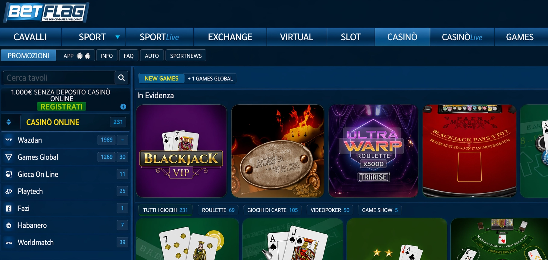 BetFlag casino non AAMS sicuro – 7000 giochi e betting exchange 2026