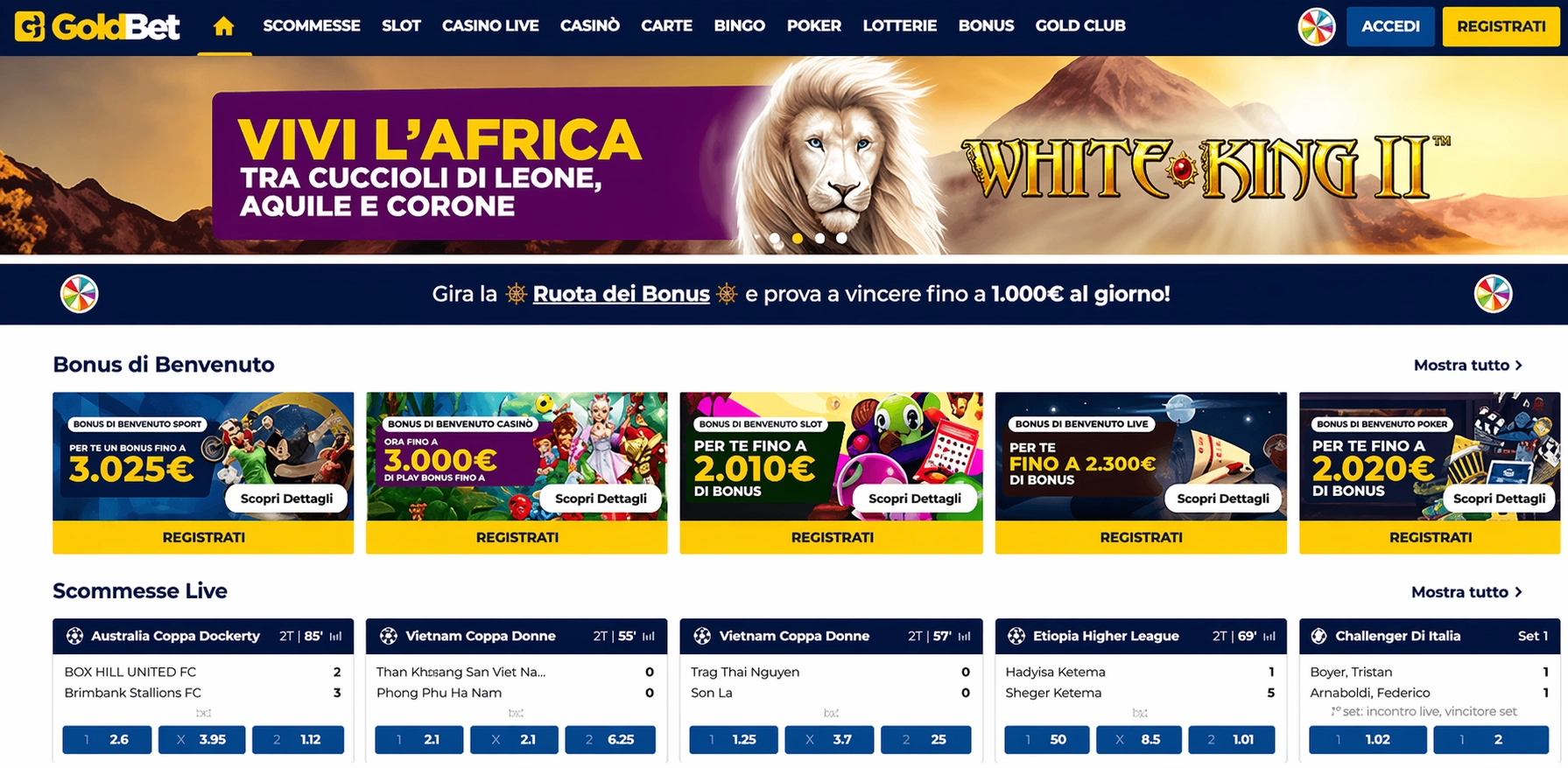 GoldBet casino non AAMS sicuro – 4000 titoli e live casino 2026